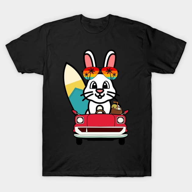 Cute bunny driving to the beach T-Shirt by Pet Station